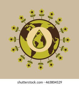 ecology house with save water icon, vector