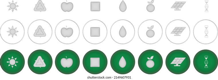 Ecology icon 3d set. House and tree, alternative power