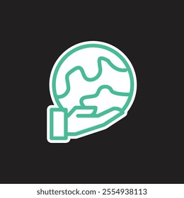 Ecology Icon for any project or infographic. Environment Monoline Icon. Hand hold Globe