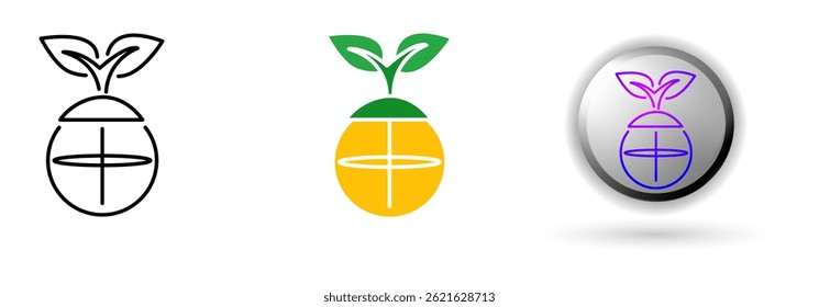 ecology icon collection featuring renewable energy, natural resources, clean energy. This set includes three style variations, black outline, colorful flat design, and modern gradient button icons.
