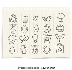 ecology icon drawings on grunge paper vector