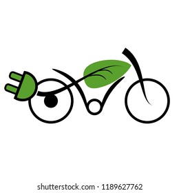 Ecology icon with an elelctric bike, e-mobility, vector illustration