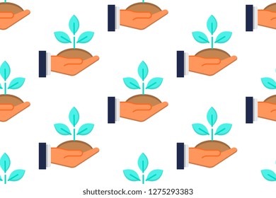 Ecology icon in flat style isolated on white background.  Seamless pattern stock vector illustration