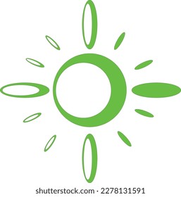 Ecology icon. green color sun nature protection symbol 