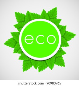 Ecology icon with green leaves Vector art