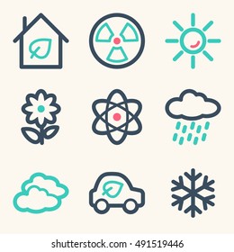 Ícone de ecologia, sinal móvel de tecnologia verde. Símbolos infográficos ecológicos