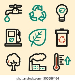 Ecology icon, green technology mobile icon, vector pictogram. Eco infographics symbols.