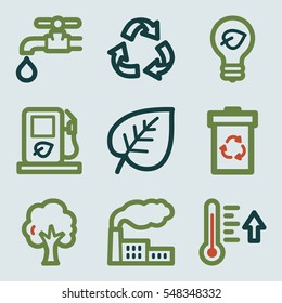 Icono de ecología, signo móvil de tecnología verde. Símbolos de infografía ecológica