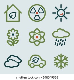 Ecology icon, green technology mobile sign. Eco infographics symbols