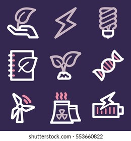 Ícone de ecologia, sinal móvel de tecnologia verde. Símbolos infográficos ecológicos