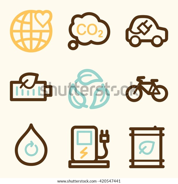 Ecology icon, green technology vector web sign.\
Nature icon flat. Design mobile icon, vector pictogram. Eco\
infographics symbols.