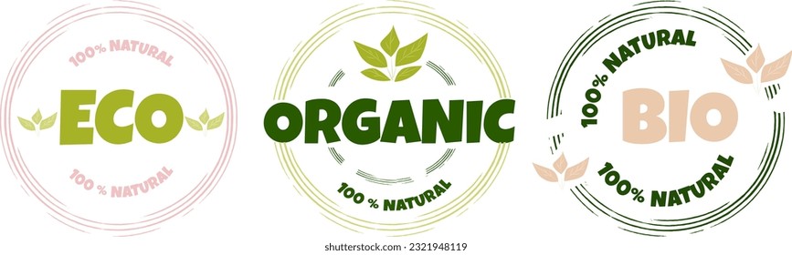 Icono de ecología. Plantilla de logotipo con hojas verdes para productos ecológicos y ecológicos. 