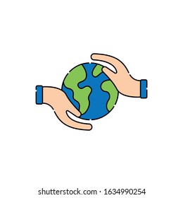 Ecology icon logo vector illustration. Earth Ecology vector line art illustration for icon, logo, symbol, sign, web, UI. Vector illustration of Earth Ecology isolated on white background.