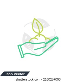 ecology icon logo vector illustration. leaf and hand, care nature symbol template for graphic and web design collection