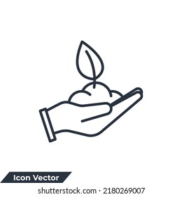 ilustración vectorial del icono de ecología. hoja y mano, plantilla de símbolo de naturaleza de cuidado para colección de diseño gráfico y web
