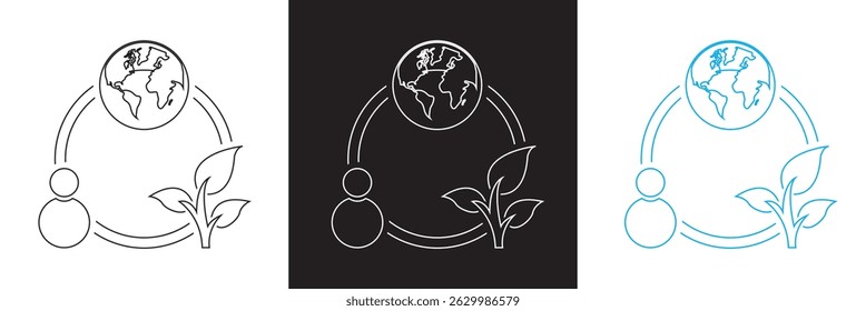 Ecology icon. Nature icons or ecofriendly icon  Vector for websites, mobile interfaces, presentations, banner, visual branding etc. Vector illustration. isolated on white and black background. EPS 10