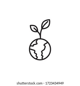 ecology icon outline design vector. nature icon isolated on white background