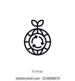 Ecology icon. Outline style icon design isolated on white background