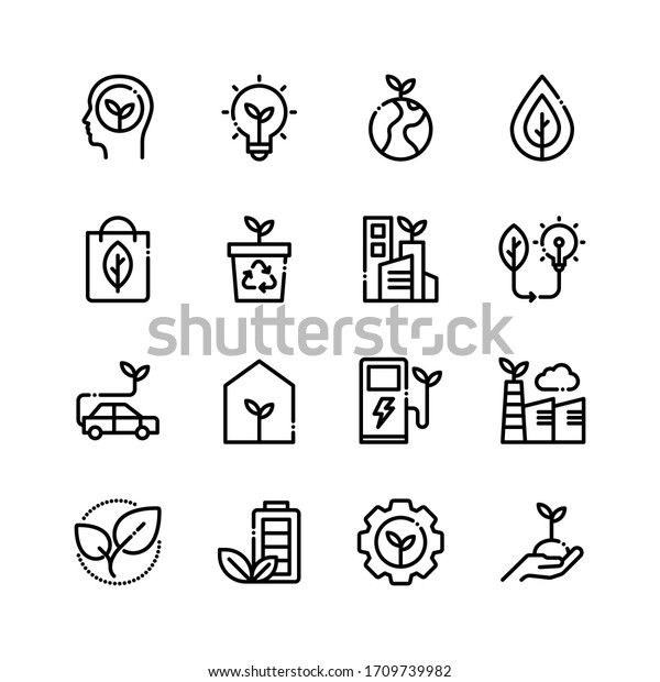 Ecology Icon Pack. Vector\
Line Style.