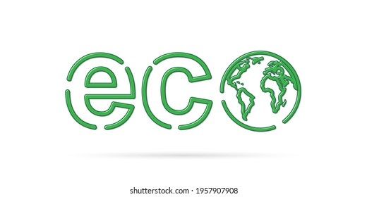 Ecology icon. Planet and eco symbol. Isolated vector logo