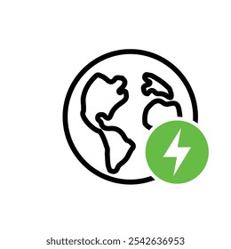 Ecology icon. renewable energy, environmental protection, earth, leaves, recycling, green energy, green icon. mixed design style. energy, resources