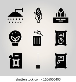 Ecology icon set. beginning, gas, ingredient and battery vector illustration for web