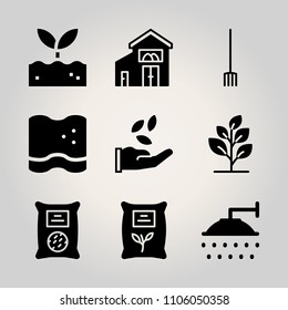 Ecology icon set. beginning, red, potted and mask vector illustration for web