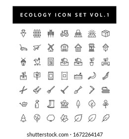 Ecology icon set with black color outline style design Vol.1