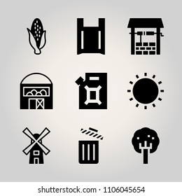 Ecology icon set. canvas, pump, cotton and clean vector illustration for web