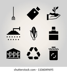Ecology icon set. care, small, shovel and cabbage vector illustration for web