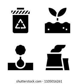 Ecology icon set. cartoon, climate, soil and bag vector illustration for web