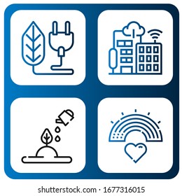 ecology icon set. Collection of Bio, Smart city, Plant, Rainbow icons