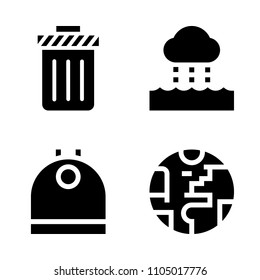 Ecology icon set. condensation, bin, hill and web vector illustration for web