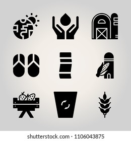 Ecology icon set. country, element, broccoli and vegetable vector illustration for web