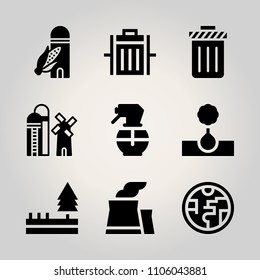 Ecology icon set. delete, clean, sunlight and office vector illustration for web