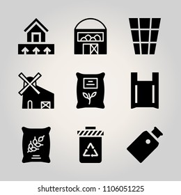 Ecology icon set. dutch, seeding, throw and red vector illustration for web