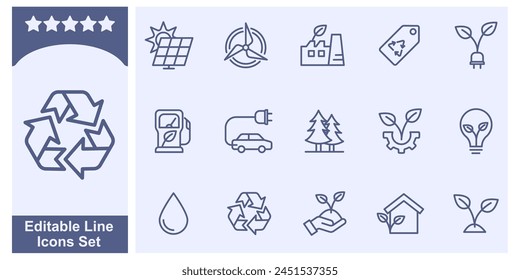 Ecology icon set. Eco friendly, Environmental sustainability symbol template for graphic and web design collection logo vector illustration