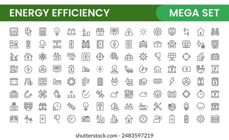 In: Ecology Icon Set. Umweltfreundliche Ikone, Natur Icons Set.Lineare Ökologie Icons. Umweltverträglichkeit einfaches Symbol. Einfache Reihe von Linien-Icons.Globale Erwärmung, Wälder, Bio-Landwirtschaft.