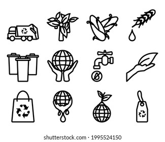 Ecology Icon Set. Editable Bold Outline Design. Vector Illustration.