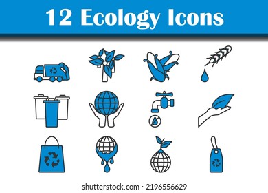 Ecology Icon Set. Editable Bold Outline With Color Fill Design. Vector Illustration.