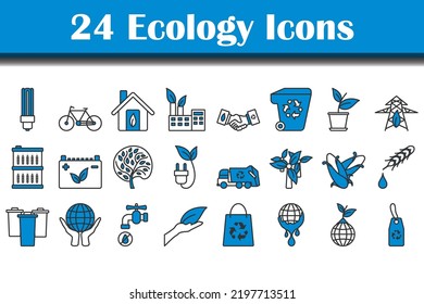Ecology Icon Set. Editable Bold Outline With Color Fill Design. Vector Illustration.