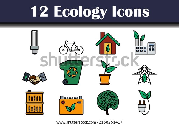 Ecology Icon Set. Editable Bold Outline\
With Color Fill Design. Vector\
Illustration.