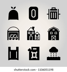 Ecology icon set. empty, mountain, trash and sale vector illustration for web