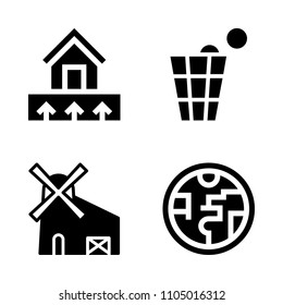 Ecology icon set. farm, wheat, electric and grain vector illustration for web