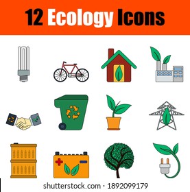 Ecology Icon Set. Flat Color Outline Design With Editable Stroke. Vector Illustration.