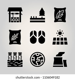 Ecology icon set. food, one, radioactive and board vector illustration for web