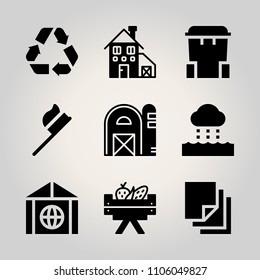 Ecology icon set. fresh, element, material and yellow vector illustration for web