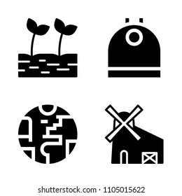 Ecology icon set. globe, usa, growth and symbol vector illustration for web
