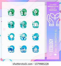 Ecology icon set with glyph style for nature symbol. Eco icon bundle can use for website, app, UI, infographic, print template and presentation.