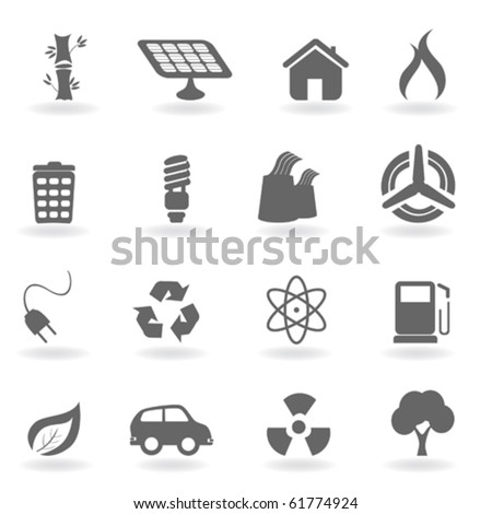 Ecology icon set in grayscale